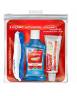 Kit de Higiene Bucal para Viagem Colgate - 1 Pasta de Dente 30g + 1 Escova de Dente + 1 Enxaguante Bucal 60ml