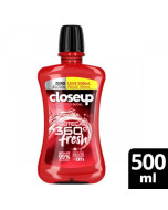 Enxaguante Bucal Close Up Red Hot Proteção 360° Fresh Zero Álcool 500ml