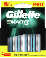 Carga Refil Aparelho de Barbear Gillette Mach3 Turbo - 4 Unidades