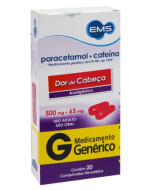 Paracetamol + Cafeína 500mg + 65mg - 20 Comprimidos - EMS - Genérico
