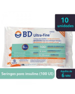 Seringa de Insulina BD Ultra-Fine 6mm 100UI - 10 Unidades