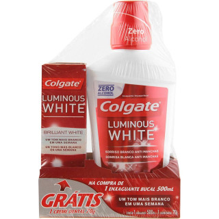 Kit Colgate Luminous White 1 Creme Dental 70g + 1 Enxaguante Bucal 500ml