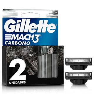 Carga Refil para Aparelho de Barbear Gillette Mach3 Carbono - 2 Unidades
