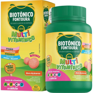 Biotônico Fontoura Kids Morango - 60 Comprimidos