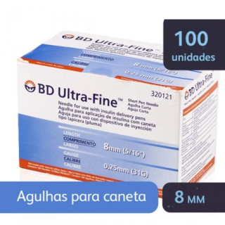Agulha para Caneta de Insulina BD Ultra-Fine 8mm - 100 Unidades