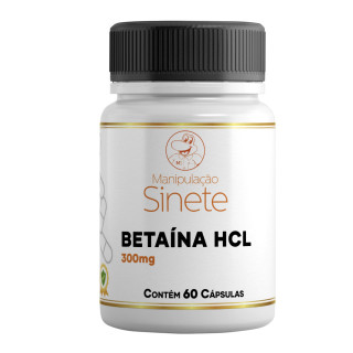 Betaína HCL 300mg 60 Cápsulas - Sinete