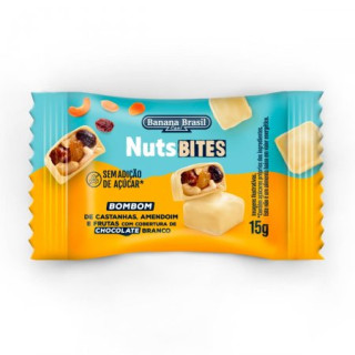 Bombom NutsBites Sem Açúcar Sabor Chocolate Branco Recheio de Castanhas, Amendoim e Frutas 15g