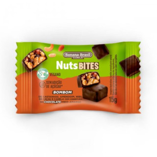 Bombom NutsBites Vegano Sem Açúcar Sabor Chocolate Meio Amargo 15g