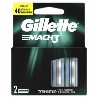 Carga Refil para Aparelho de Barbear Gillette Mach3 - 2 Unidades
