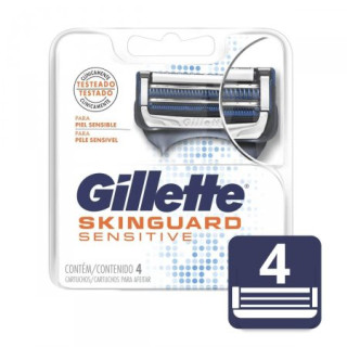 Carga Refil para Aparelho de Barbear Gillette Skinguard Sensitive - 4 Unidades