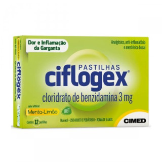 Pastilha Ciflogex 3mg - Sabor Menta e Limão Diet - 12 Pastilhas