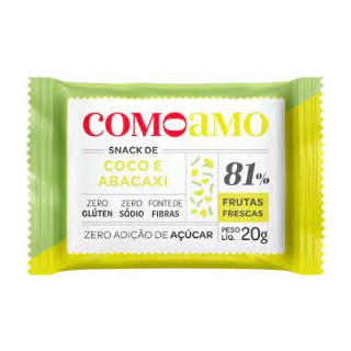 Snack de Coco e Abacaxi Como Amo - Zero Açúcar e Zero Glúten 20g