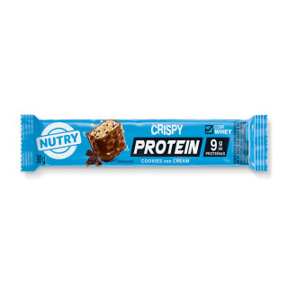 Barra de Proteína Nutry Crispy Protein Bar Cookies & Cream Cobertura Chocolate ao Leite 30g
