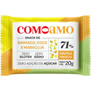 Snack de Damasco Coco e Maracujá Como Amo - Zero Açúcar e Zero Glúten 20g