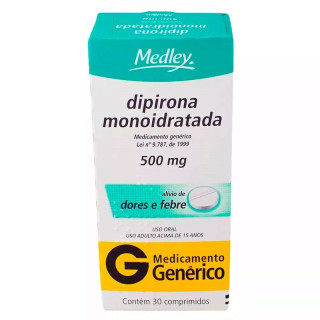 Dipirona Monoidratada 500mg - 30 Comprimidos - Medley - Genérico