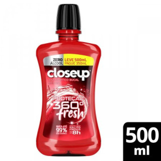 Enxaguante Bucal Close Up Red Hot Proteção 360° Fresh Zero Álcool 500ml