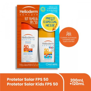 Kit Família Protetor Solar Helioderm Suncare FPS50 200ml + Helioderm Kids FPS50 120ml