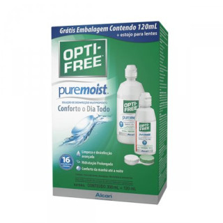 Solução para Limpeza de Lentes - Opti-Free Puremoist 420ml + 1 Estojo para Lentes Grátis