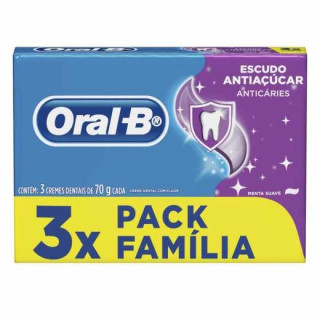 Kit Creme Dental Oral B Anticáries Escudo Antiaçúcar Menta Suave 3 Unidades 70g Cada