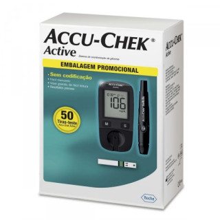 Kit Aparelho Medidor de Glicemia Accu-Chek Active + 50 Tiras