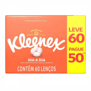Lenços de Papel Kleenex Dia a Dia Folha Dupla 1 Unidade com 60 Lenços