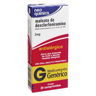 Maleato de Dexclorfeniramina 2mg - 20 Comprimidos - Neo Química - Genérico