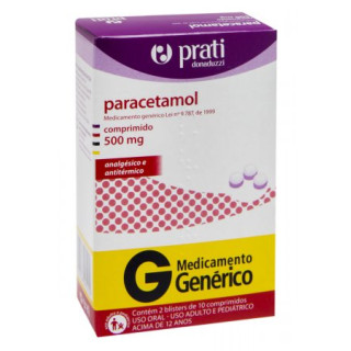 Paracetamol 500mg - 20 Comprimidos - Prati-Donaduzzi - Genérico