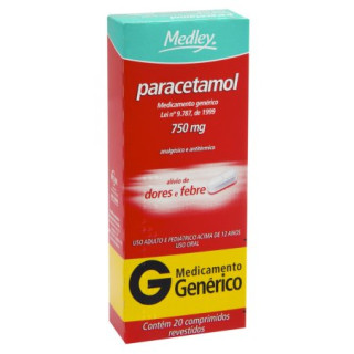 Paracetamol 750mg - 20 Comprimidos - Medley - Genérico