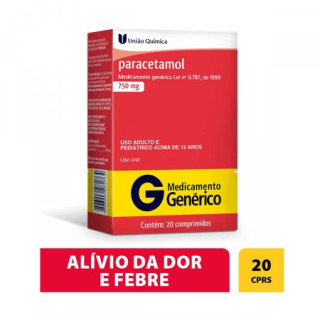Paracetamol 750mg - 20 Comprimidos - União Química - Genérico