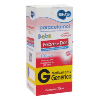Paracetamol Bebê 100mg/ml - Gotas 15ml - EMS - Genérico