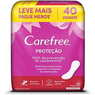 Protetor Diário Carefree Proteção sem Perfume 40 Unidades
