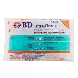 Seringa de Insulina BD Ultra-Fine 8mm 100UI - 10 Unidades