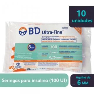 Seringa de Insulina BD Ultra-Fine 6mm 100UI - 10 Unidades