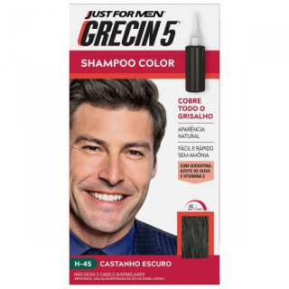 Tonalizante Masculino Grecin 5 Shampoo Color H-45 Castanho Escuro 60ml