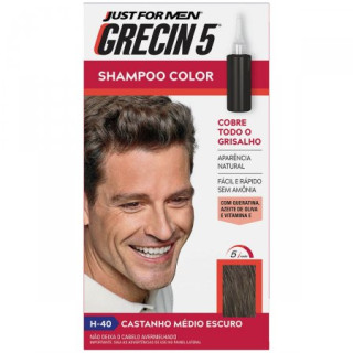 Tonalizante Masculino Grecin 5 Shampoo Color H-40 Castanho Médio Escuro 60ml