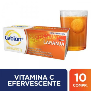 Vitamina C Cebion 1G Sabor Laranja 10 Comprimidos Efervescentes