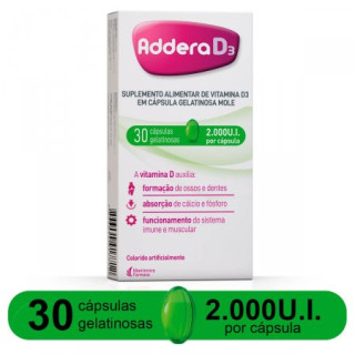 Vitamina D - Addera D3 2.000UI - 30 Cápsulas Moles