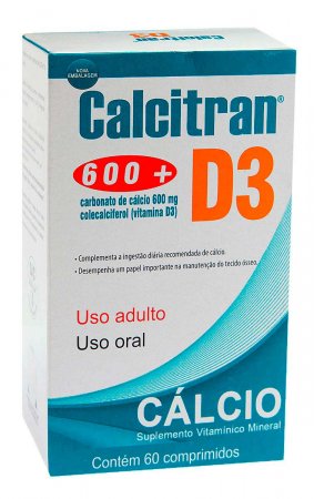 Suplemento Vitamínico de Cálcio 600mg e Vitamina D Calcitran D3 com 60  Comprimidos com o melhor preço - Drogaria Sinete
